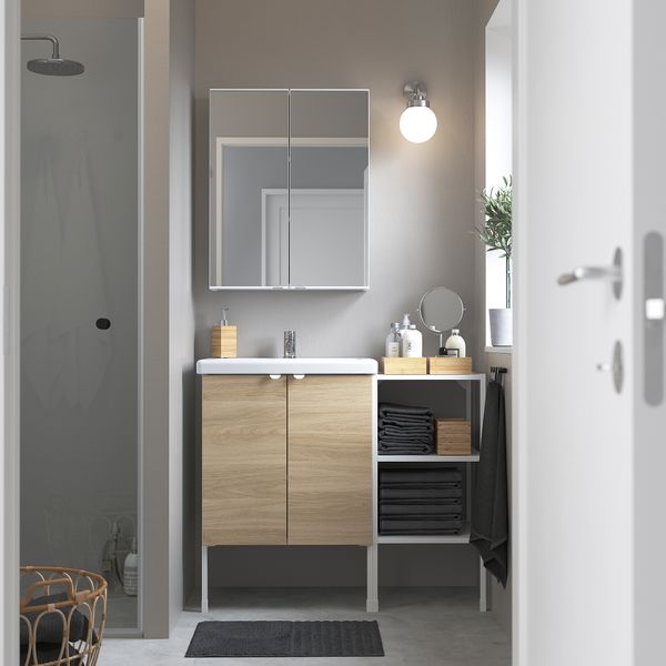 Комплект мебели для ванной,14 предмета, 102x43x87 cm IKEA TVÄLLEN ЛЕН ТВЭЛЛЕН, BEGIVENHET БЕГИВЕНХЕТ 093.376.58 - фото 3