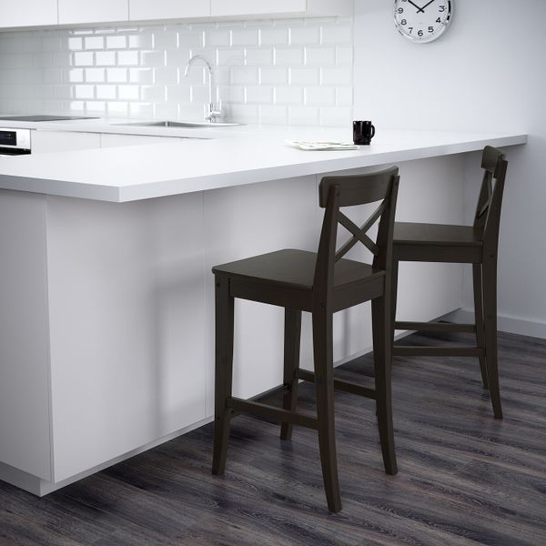 Стул барный, коричнево-чёрный 63 см IKEA INGOLF ИНГОЛЬФ 503.605.04 - фото 2
