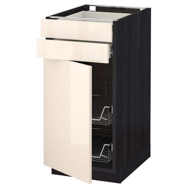 Напольный шкаф, дверца, 2 ящика, проволочных корзин МЕТОД / ФОРВАРА, черный, Рингульт кремовый - схема-чертеж с размерами