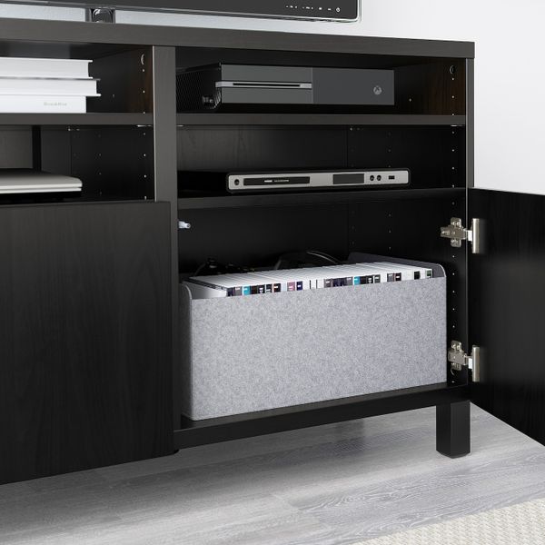 Тумба под ТВ, с дверцами, черно-коричневый/ХЁРТВИКЕН/СТУББ коричневый 120x42x74 см IKEA BESTÅ БЕСТО 494.325.21 - фото 6