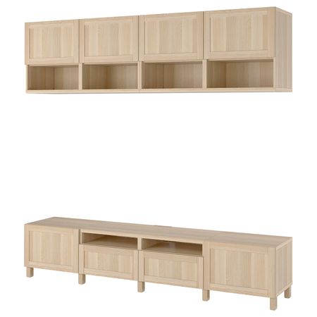 Шкаф для ТВ, комбинация, под беленый дуб/ХАНВИКЕН/СТУББАРП под беленый дуб 240x42x230 см IKEA BESTÅ БЕСТО 694.365.42