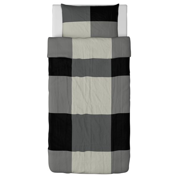 Пододеяльник и 1 наволочка БРУНКРИСЛА, черный, серый - схема-чертеж с размерами