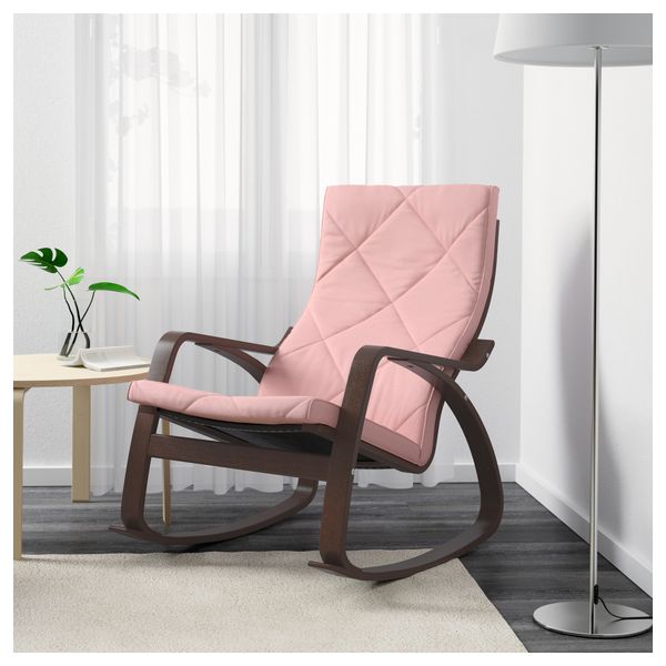 Кресло-качалка ПОЭНГ, коричневый, Эдум розовый - фото 2