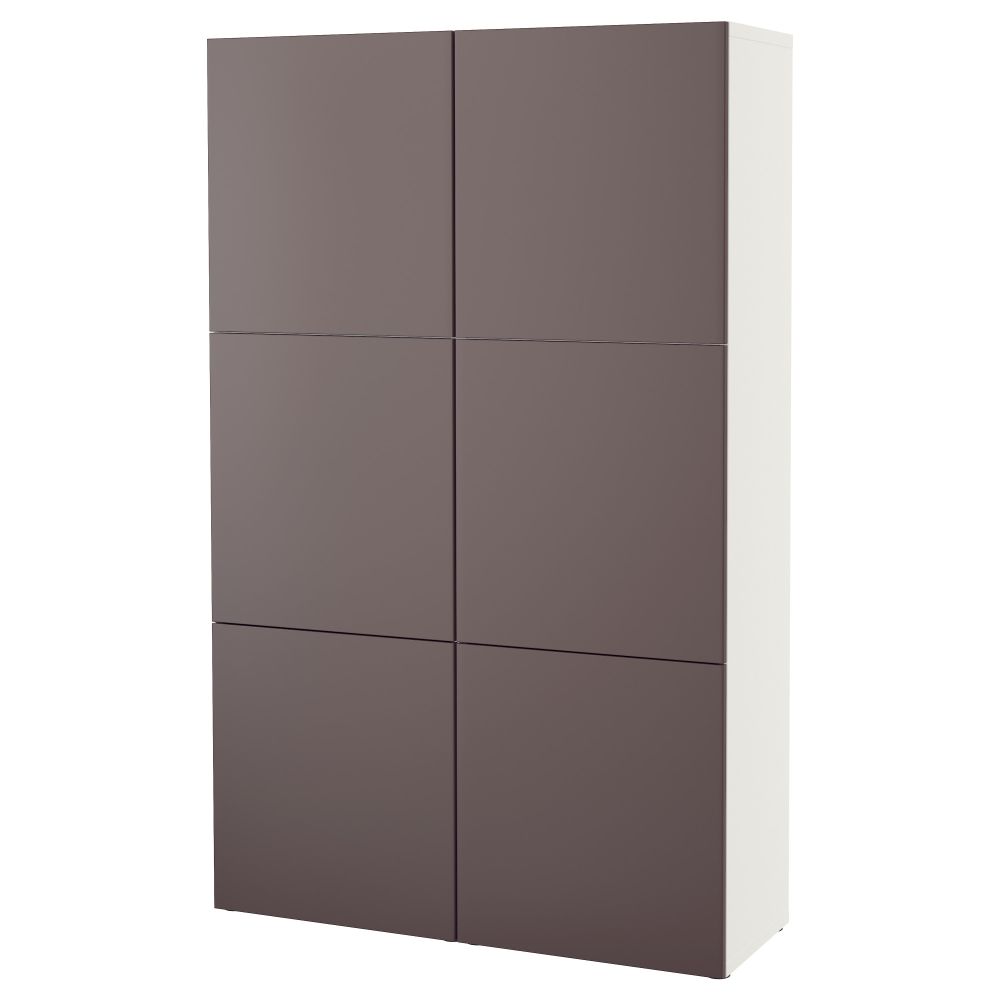 Комбинация для хранения с дверцами БЕСТО, белый, Вальвикен темно-коричневый (120x40x192 см) - фото 1