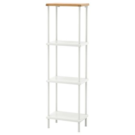 Стеллаж ДИНАМ, белый, рисунок бамбука (40x27x136 см)