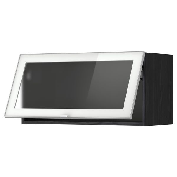 Горизонтальный навесной шкаф со стеклянной дверью МЕТОД, черный, Ютис матовое стекло - схема-чертеж с размерами