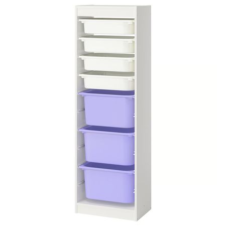 TROFAST Комбинация д/хранения+контейнеры - белый белый/сиреневый 46x30x145 см