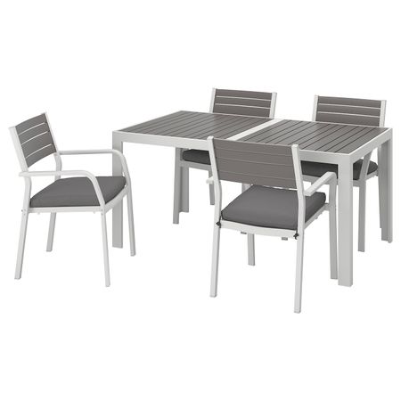 Стол + 4 кресла, для/сада, темно-серый/ФРЁСЁН/ДУВХОЛЬМЕН темно-серый 156x90 см IKEA ШЭЛЛАНД 492.656.64