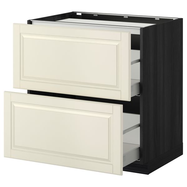 Напольный шкаф, 2 фронтальных панели, 3 ящика МЕТОД / МАКСИМЕРА, черный, Будбин белый с оттенком - фото 1