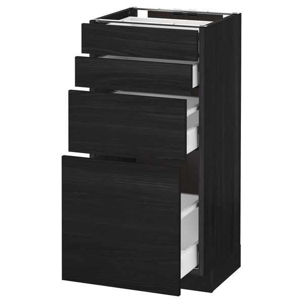 Напольный шкаф 4 фронтальных панели, 4 ящика МЕТОД / МАКСИМЕРА, черный, Тингсрид черный - схема-чертеж с размерами