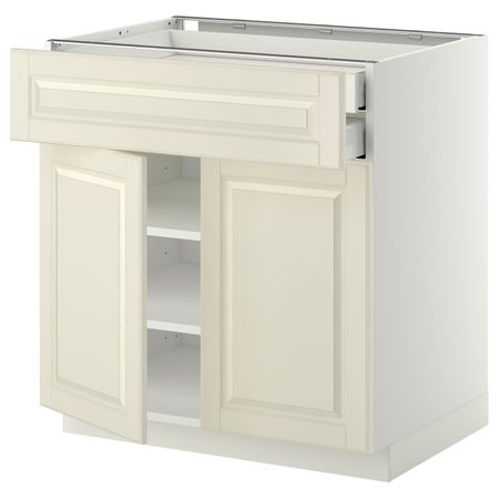 Напольный шкаф/2дверцы/2ящика, белый/Будбин белый с оттенком 80x60 см IKEA METOD МЕТОД / MAXIMERA МАКСИМЕРА 092.321.14