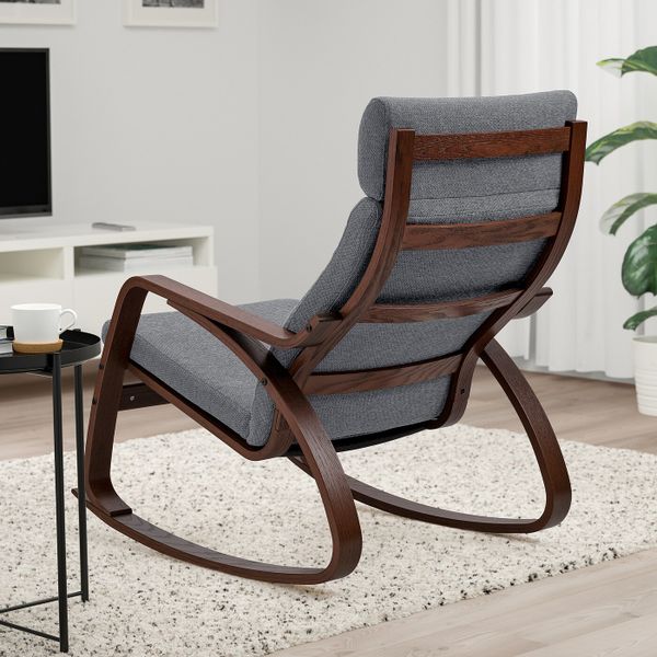 Кресло-качалка, коричневый/Хили темно-серый IKEA POÄNG ПОЭНГ 993.987.89 - фото 3