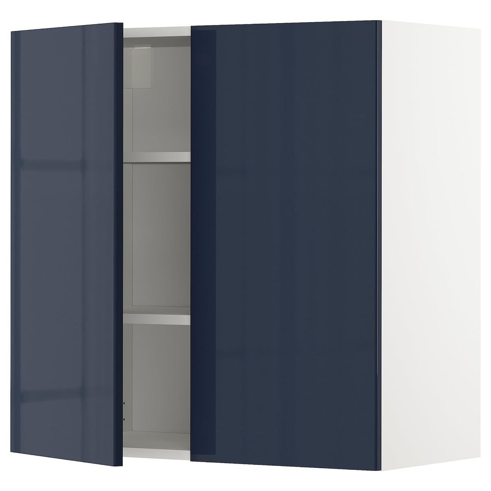 Навесной шкаф с полками/2дверцы, белый/Ерста черно-синий 80x80 см IKEA METOD МЕТОД 592.755.68 - схема-чертеж с размерами