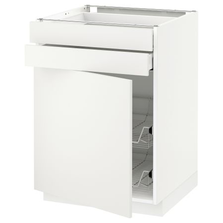 Напольный шкаф, дверца, 2 ящика, проволочных корзин МЕТОД / МАКСИМЕРА, белый, Хэггеби белый