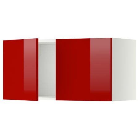 Навесной шкаф с 2 дверями МЕТОД, белый, Рингульт красный (80x40 см)