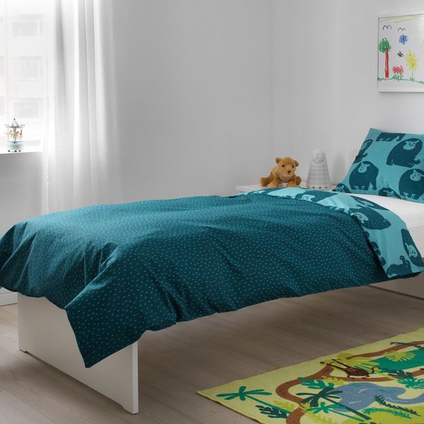 Пододеяльник и 1 наволочка, обезьянка, синий 150x200/50x70 см IKEA ДЬЮНГЕЛЬСКОГ 703.937.11 - фото 6