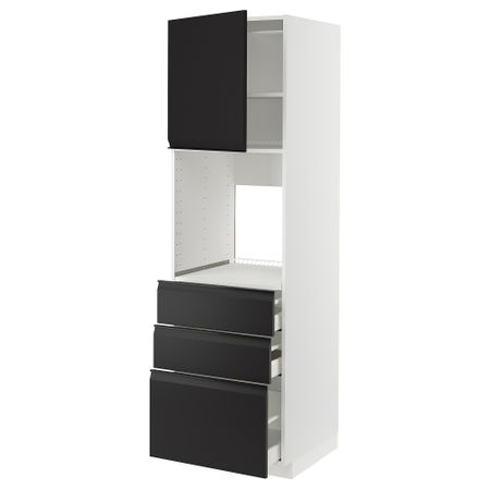 Высокий шкаф для духовки, дверь, 3 ящика IKEA METOD МЕТОД, MAXIMERA МАКСИМЕРА 394.933.41