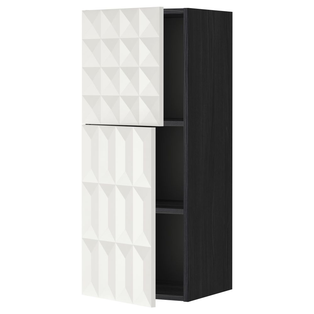 Навесной шкаф с полками, 2 дверцы МЕТОД, черный, Гэррестад белый - схема-чертеж с размерами