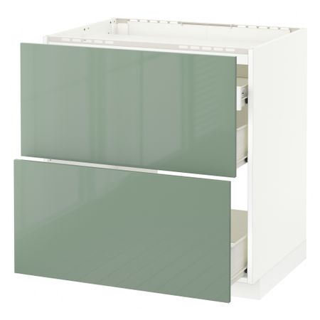 Напольный шкаф, 2 фронтальных панели, 3 ящика МЕТОД / ФОРВАРА, белый, Калларп светло-зеленый