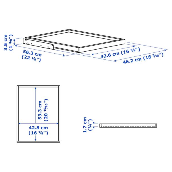 Выдвижная полка, белый 50x58 см IKEA KOMPLEMENT КОМПЛИМЕНТ 203.666.54 - схема-чертеж с размерами