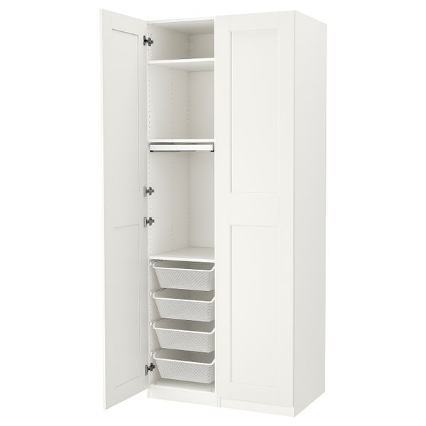 Гардероб, комбинация, белый/белый 100x60x236 см IKEA PAX ПАКС / GRIMO ГРИМО 294.780.96 - схема-чертеж с размерами