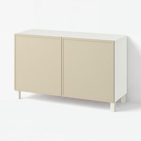BESTÅ Комбинация для хранения с дверцами - Krukmakare бежевый/Stubbarp белый 120x42x74 см