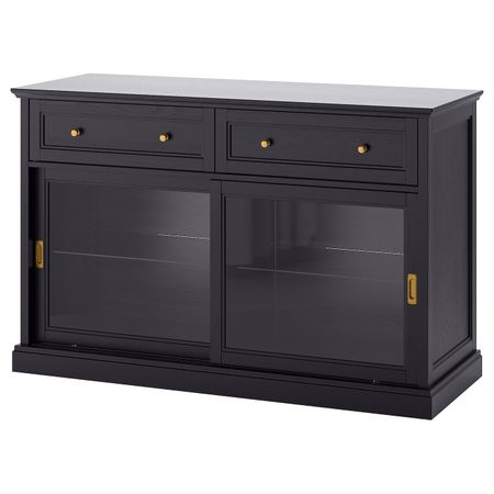 Сервант, черная морилка 145x92 см IKEA MALSJÖ МАЛЬШЁ 903.833.82