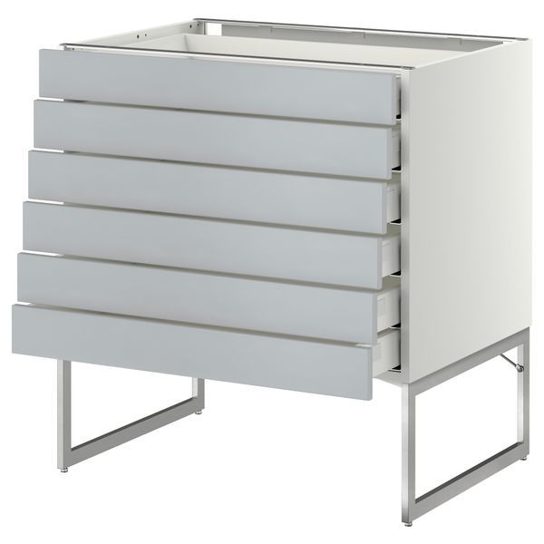 Напольный шкаф 6 фронтальных панелей, 6 нижних ящиков МЕТОД / МАКСИМЕРА, белый, Веддинге серый - схема-чертеж с размерами