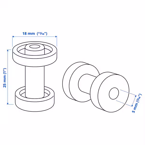 SKRUVSHULT СКРУВСХУЛЬТ Ручка мебельная - антрацит 18 мм - схема-чертеж с размерами
