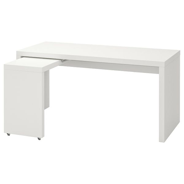 Письменный стол с выдвижной панелью, белый 151x65 см IKEA MALM МАЛЬМ 803.848.72 - фото 1