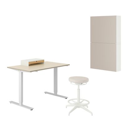 Стол и комбинация для хранения, и рабочий стул бежевый, белый IKEA TROTTEN/LIDKULLEN ТРОТТЕН/ЛИДКУЛЛЕН / BESTÅ/LAPPVIKEN