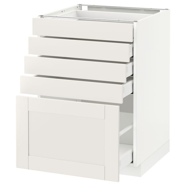 Напольный шкаф с 5 ящиками МЕТОД / МАКСИМЕРА, белый, Сэведаль белый - схема-чертеж с размерами