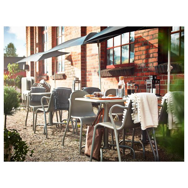 Стол + 2 стула, для сада ТУНХОЛЬМЕН, серый - фото 7