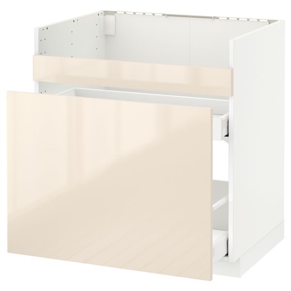 Напольный шкаф под мойку ДУМШЁ, 3 фасада, 2 ящика МЕТОД / МАКСИМЕРА, белый, Рингульт кремовый - схема-чертеж с размерами