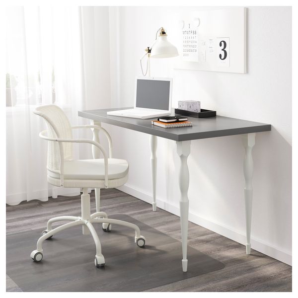 Стол ЛИННМОН / НИПЕН, серый, белый (120x60 см) - схема-чертеж с размерами