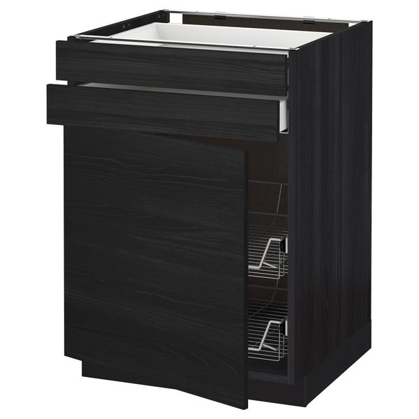 Напольный шкаф, дверца, 2 ящика, проволочных корзин МЕТОД / МАКСИМЕРА, черный, Тингсрид черный - схема-чертеж с размерами