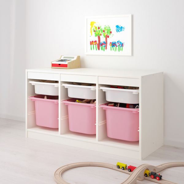 Комбинация для/хранения+контейнеры, белый, розовый 99x44x56 см IKEA ТРУФАСТ 692.221.50 - фото 3