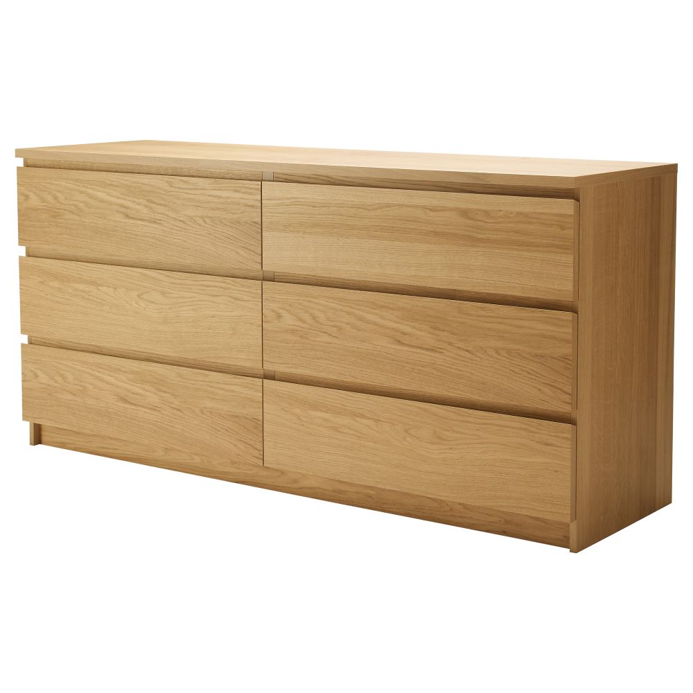 Комод с 6 ящиками МАЛЬМ, дубовый шпон (160x78 см) - фото 1