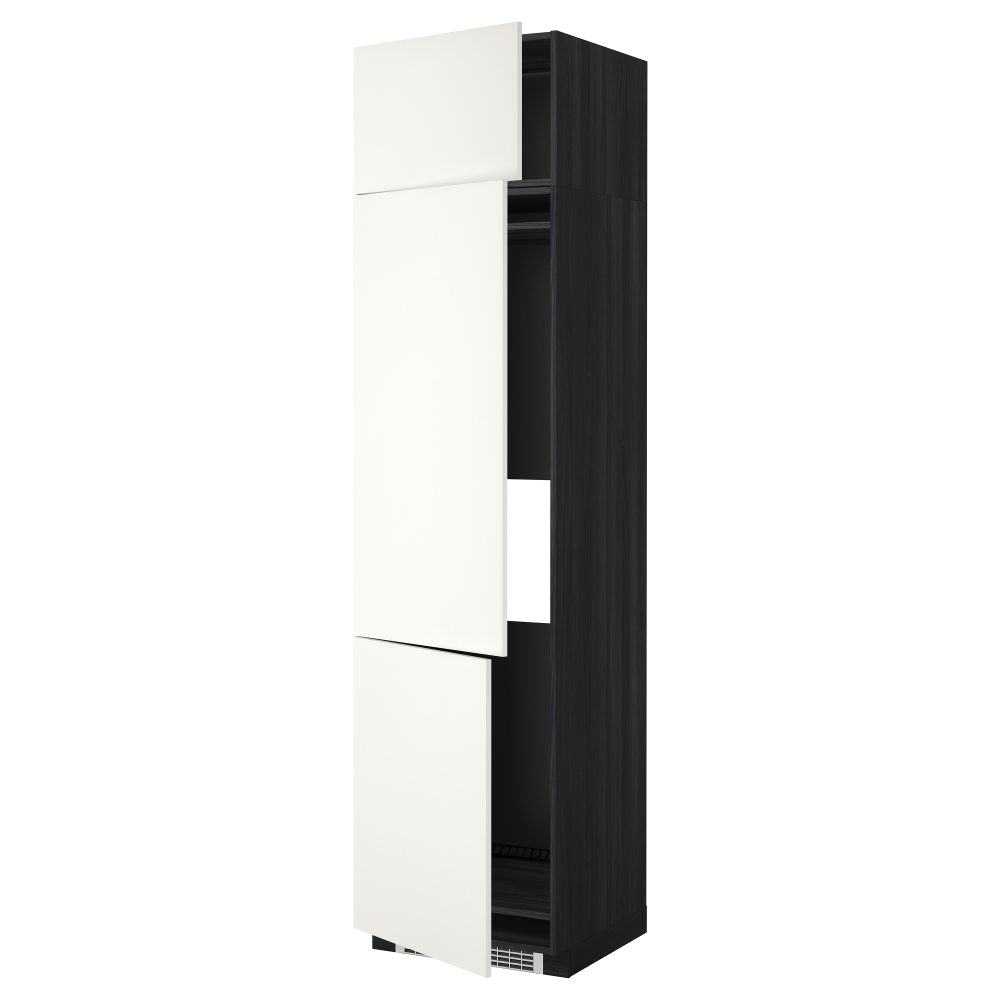 Высокий шкаф для холодильника или морозильника, с 3 дверями МЕТОД, черный, Хэггеби белый - схема-чертеж с размерами