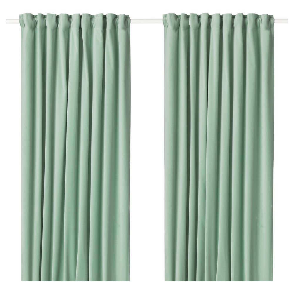 Затемняющие гардины, 1 пара, светло-зеленый 140x300 см IKEA SANELA САНЕЛА 804.189.09 - фото 1