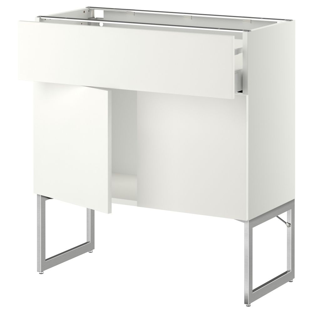 Напольный шкаф, полки, ящик, 2 двери МЕТОД / МАКСИМЕРА, белый, Хэггеби белый - схема-чертеж с размерами