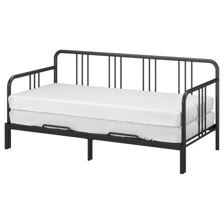 Кушетка с 2 матрасами, черный/оготнес жесткий 80x200 см IKEA FYRESDAL ФИРЕСДАЛЬ 994.281.02