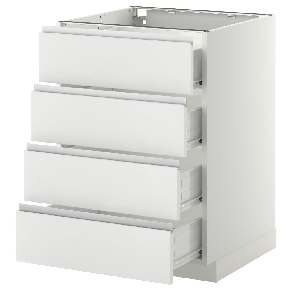 Напольный шкаф 4 фронтальных панели, 4 ящика МЕТОД / ФОРВАРА, белый, Нодста белый - схема-чертеж с размерами