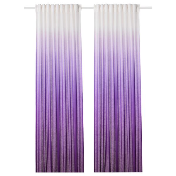 Гардины, 1 пара, сиреневый/белый 145x300 см IKEA STRANDTRIFT СТРАНДТРИФТ 004.472.65 - фото 1