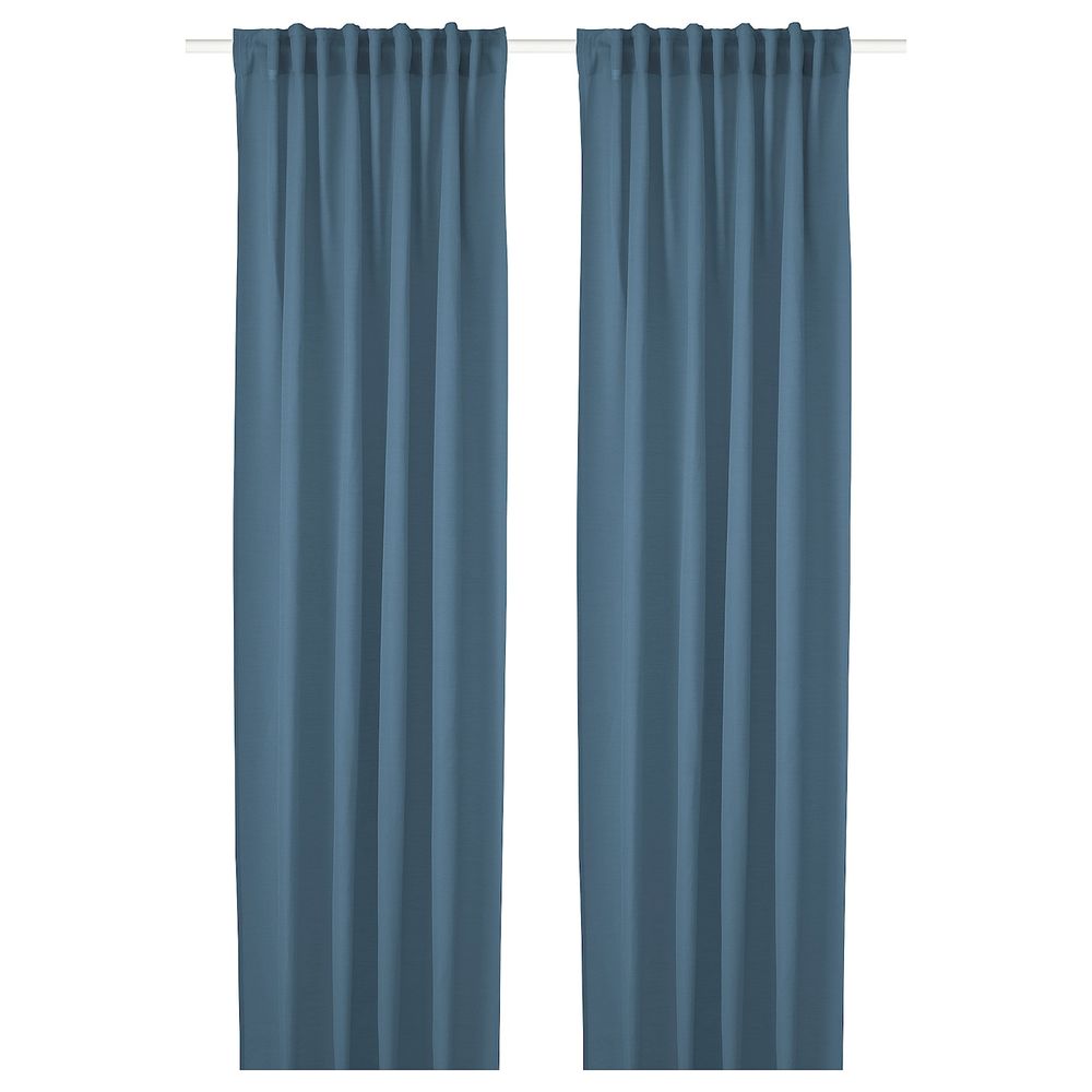 Гардины, 2 шт., синий 145x300 см IKEA HILJA ХИЛЬЯ 904.630.34 - фото 1