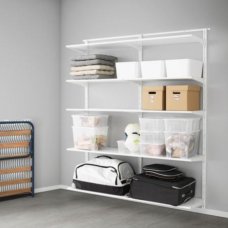 Настенная шина/полки, белый 176x41x199 см IKEA АЛЬГОТ 692.303.29
