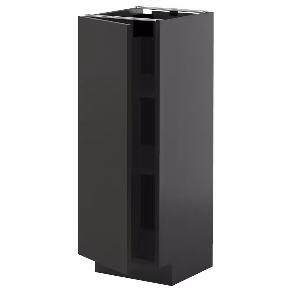 METOD Напольный шкаф с полками - черно-серый/Nickebo матовый антрацит 30x37 см - фото 1