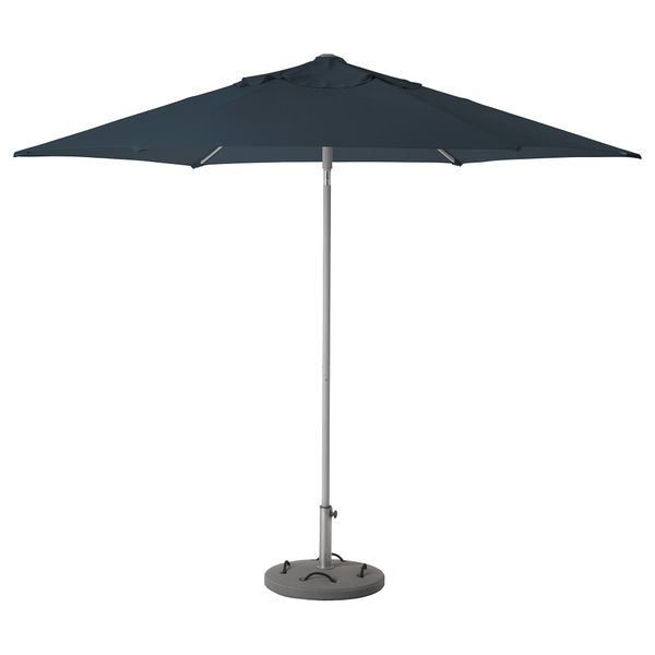 Зонт от солнца с опорой КУГГЁ / ЛИНДЭЙА, синий, Локо серый (300 см) - фото 1