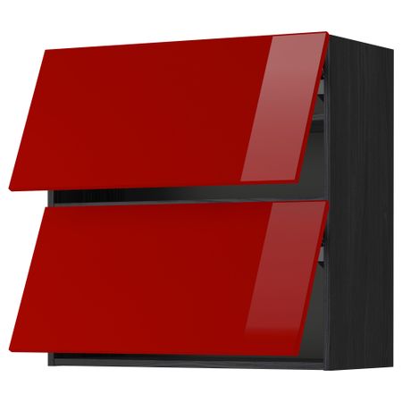 Навесной шкаф, 2 дверцы, горизонтальный МЕТОД, черный, Рингульт красный