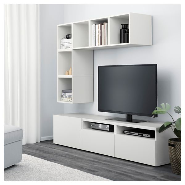 Комбинация для ТВ БЕСТО / ЭКЕТ, белый (180x40x170 см) - схема-чертеж с размерами